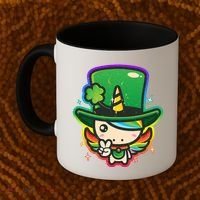 Cute St Patricks Leprechaun Rainbow Unicorn Coffee Mug thumb 2