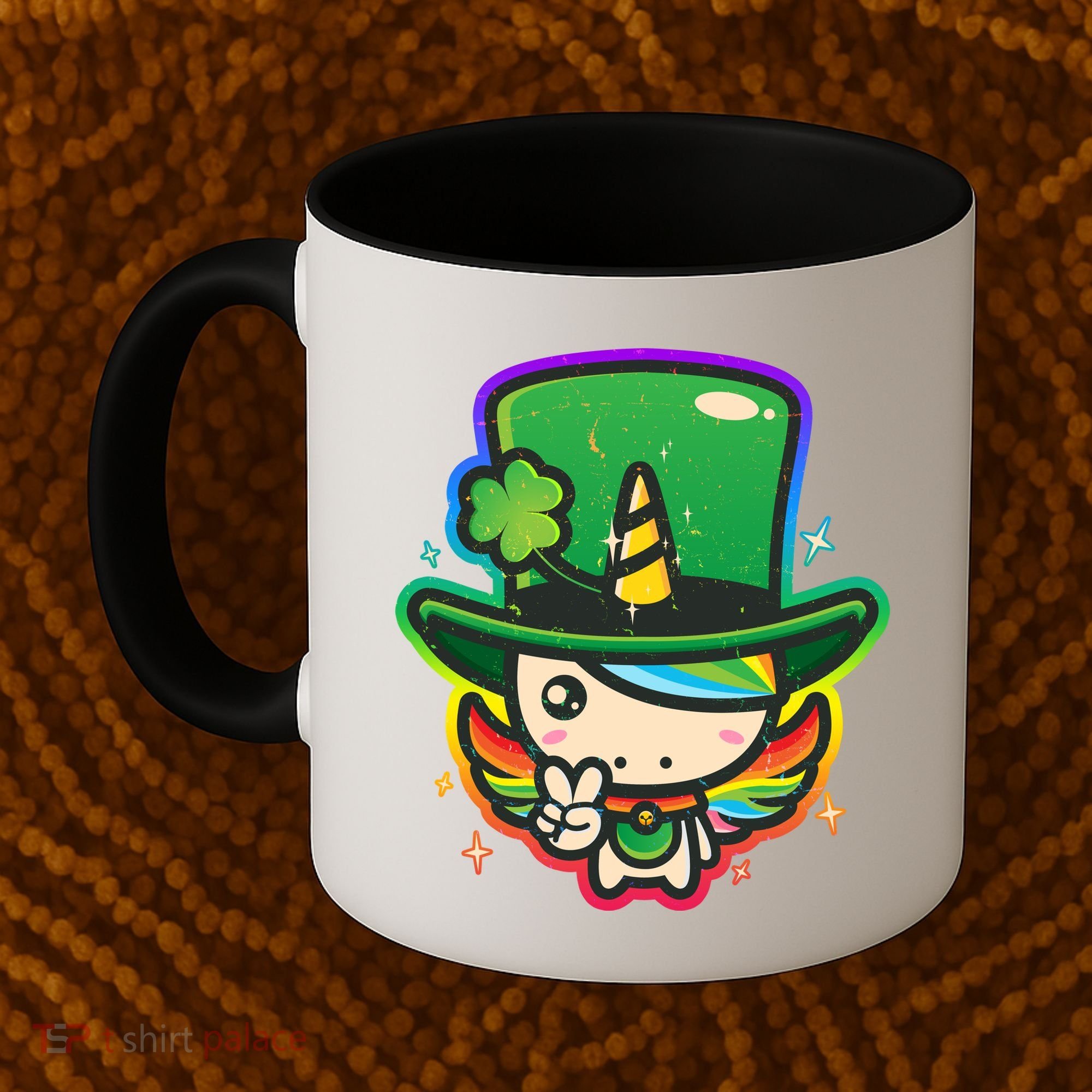 Cute St Patricks Leprechaun Rainbow Unicorn Coffee Mug