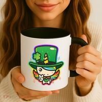 Cute St Patricks Leprechaun Rainbow Unicorn Coffee Mug thumb 3