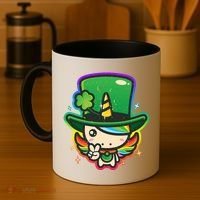 Cute St Patricks Leprechaun Rainbow Unicorn Coffee Mug thumb 4