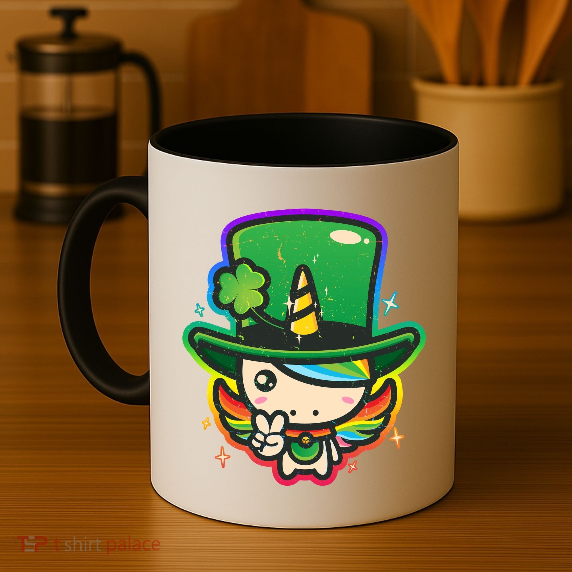 Cute St Patricks Leprechaun Rainbow Unicorn Coffee Mug