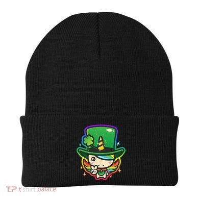 Cute St Patricks Leprechaun Rainbow Unicorn Beanie