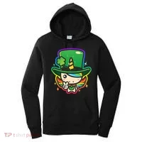 Cute St Patricks Leprechaun Rainbow Unicorn Women's Hoodie thumb 0