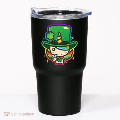 Cute St Patricks Leprechaun Rainbow Unicorn Tumbler