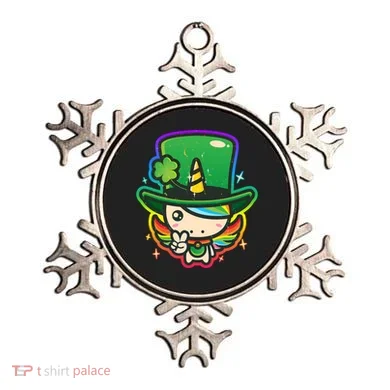 Cute St Patricks Leprechaun Rainbow Unicorn Ornament