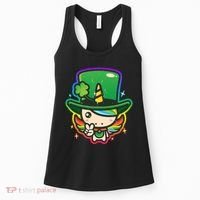Cute St Patricks Leprechaun Rainbow Unicorn Women's Tank Top thumb 0