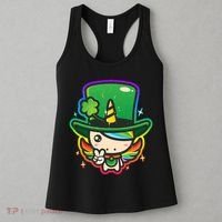 Cute St Patricks Leprechaun Rainbow Unicorn Women's Tank Top thumb 3