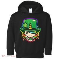 Cute St Patricks Leprechaun Rainbow Unicorn Toddler Hoodie thumb 0