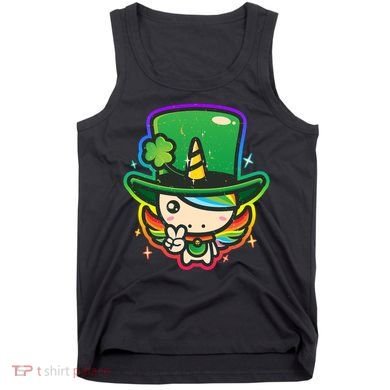 Cute St Patricks Leprechaun Rainbow Unicorn Tank Top