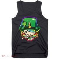 Cute St Patricks Leprechaun Rainbow Unicorn Tank Top thumb 0