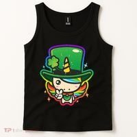 Cute St Patricks Leprechaun Rainbow Unicorn Tank Top thumb 2