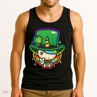 Cute St Patricks Leprechaun Rainbow Unicorn Tank Top thumb 3
