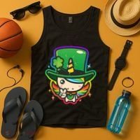 Cute St Patricks Leprechaun Rainbow Unicorn Tank Top thumb 4