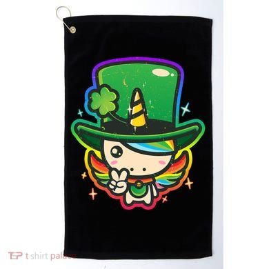 Cute St Patricks Leprechaun Rainbow Unicorn Golf Towel