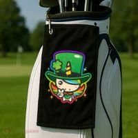 Cute St Patricks Leprechaun Rainbow Unicorn Golf Towel thumb 2