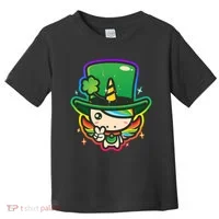 Cute St Patricks Leprechaun Rainbow Unicorn Toddler T-Shirt thumb 0