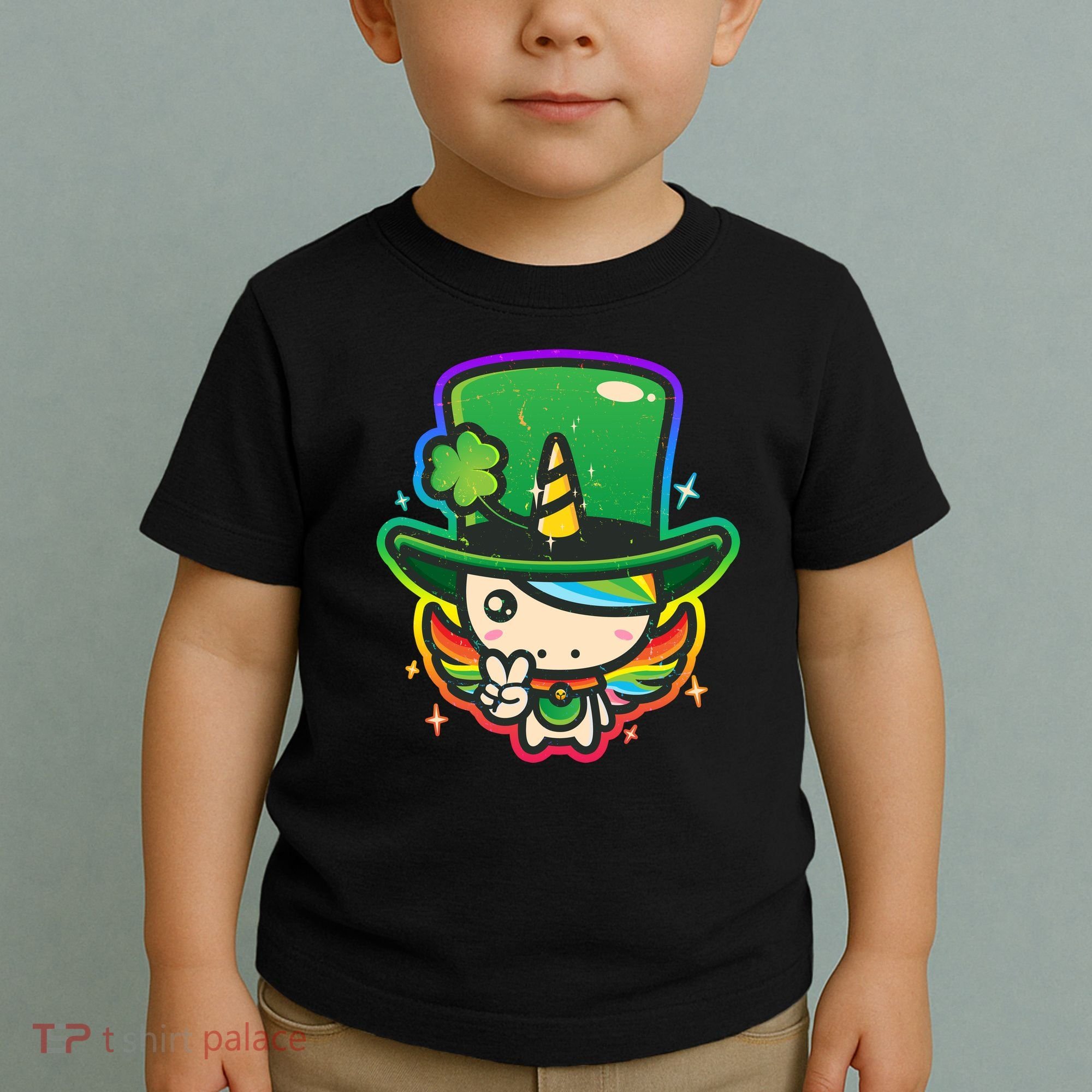 Cute St Patricks Leprechaun Rainbow Unicorn Toddler T-Shirt