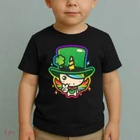 Cute St Patricks Leprechaun Rainbow Unicorn Toddler T-Shirt thumb 2