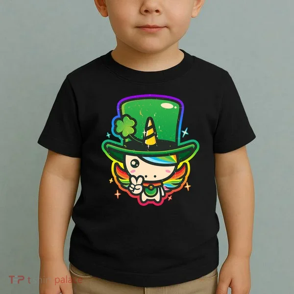 Cute St Patricks Leprechaun Rainbow Unicorn Toddler T-Shirt