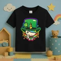 Cute St Patricks Leprechaun Rainbow Unicorn Toddler T-Shirt thumb 3