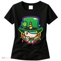 Cute St Patricks Leprechaun Rainbow Unicorn Women's T-Shirt thumb 0