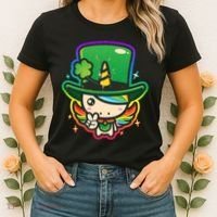 Cute St Patricks Leprechaun Rainbow Unicorn Women's T-Shirt thumb 2