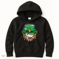 Cute St Patricks Leprechaun Rainbow Unicorn Kids Hoodie thumb 0