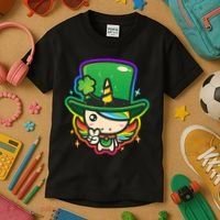 Cute St Patricks Leprechaun Rainbow Unicorn Kids T-Shirt thumb 3