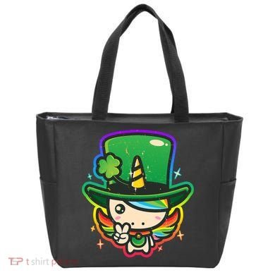 Cute St Patricks Leprechaun Rainbow Unicorn Bag