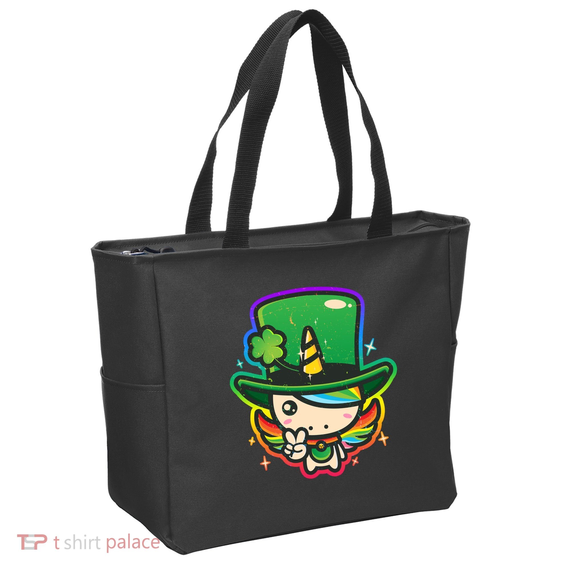 Cute St Patricks Leprechaun Rainbow Unicorn Bag