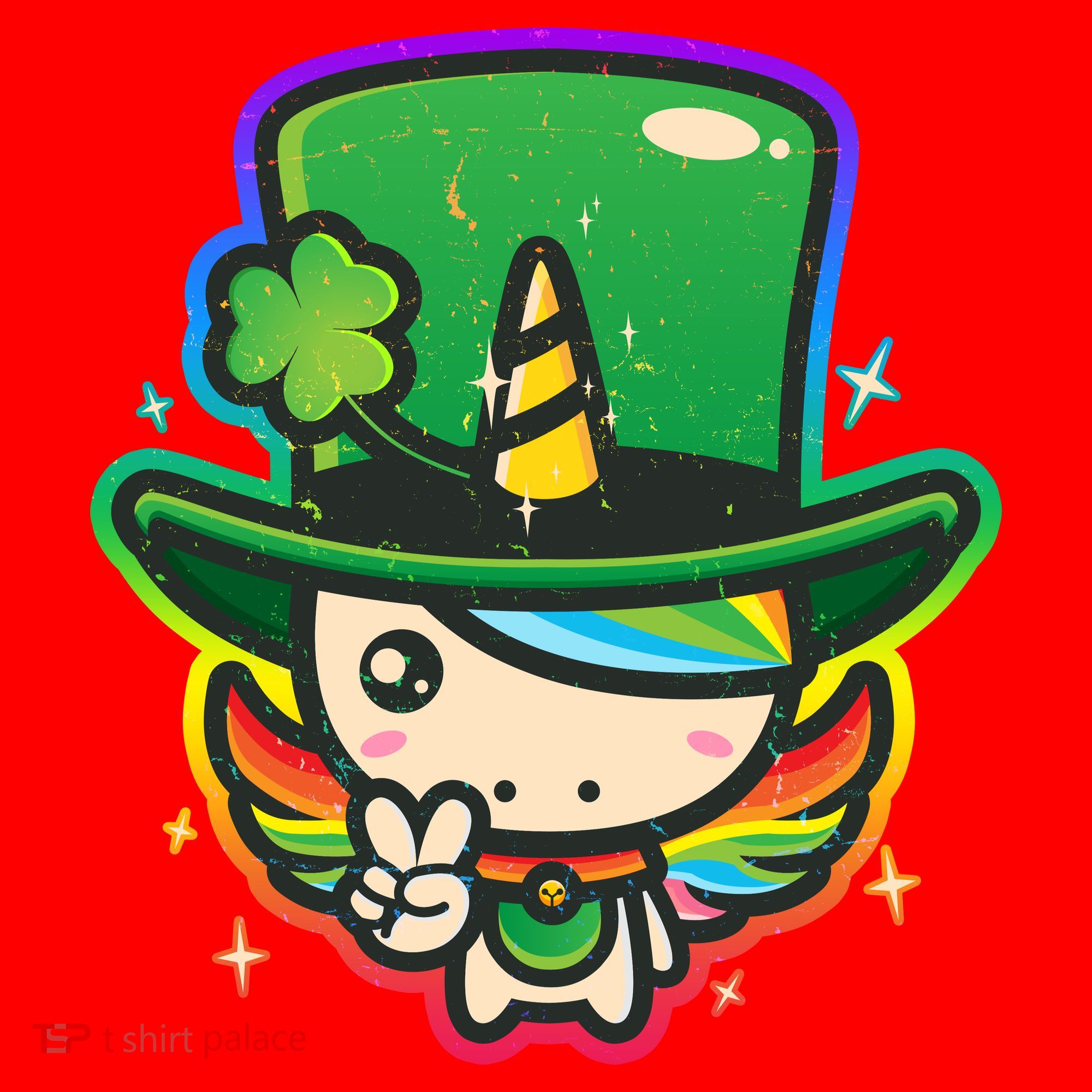 Cute St Patricks Leprechaun Rainbow Unicorn Santa Hat