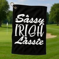 Cute St Pattys Day Sassie Irish Lassie Golf Towel thumb 1