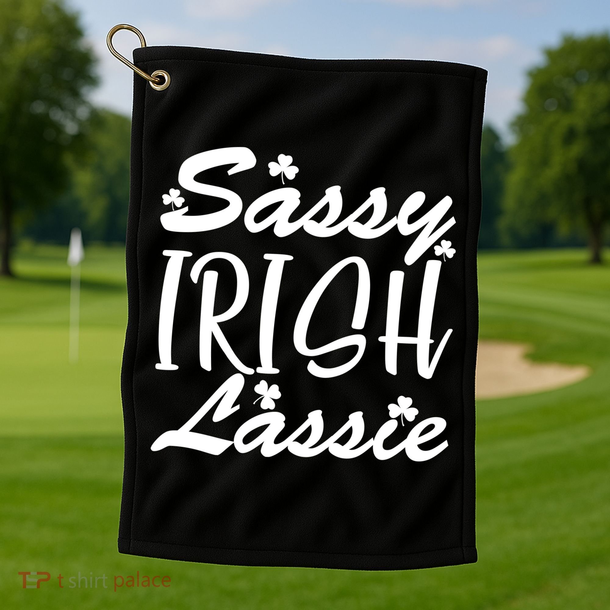 Cute St Pattys Day Sassie Irish Lassie Golf Towel