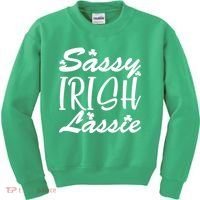 Cute St Pattys Day Sassie Irish Lassie Kids Sweatshirt thumb 0