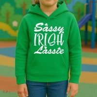 Cute St Pattys Day Sassie Irish Lassie Kids Hoodie thumb 3