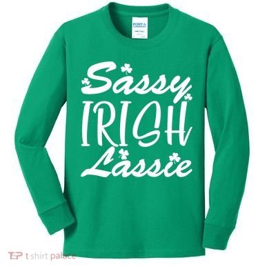 Cute St Pattys Day Sassie Irish Lassie Kids Long Sleeve Shirt