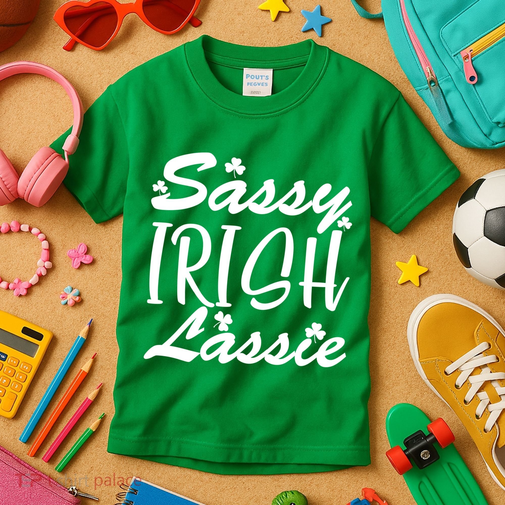 Cute St Pattys Day Sassie Irish Lassie Kids T-Shirt