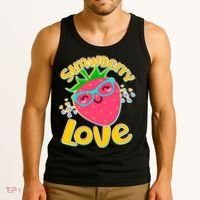 Cute Strawberry Love Tank Top thumb 3