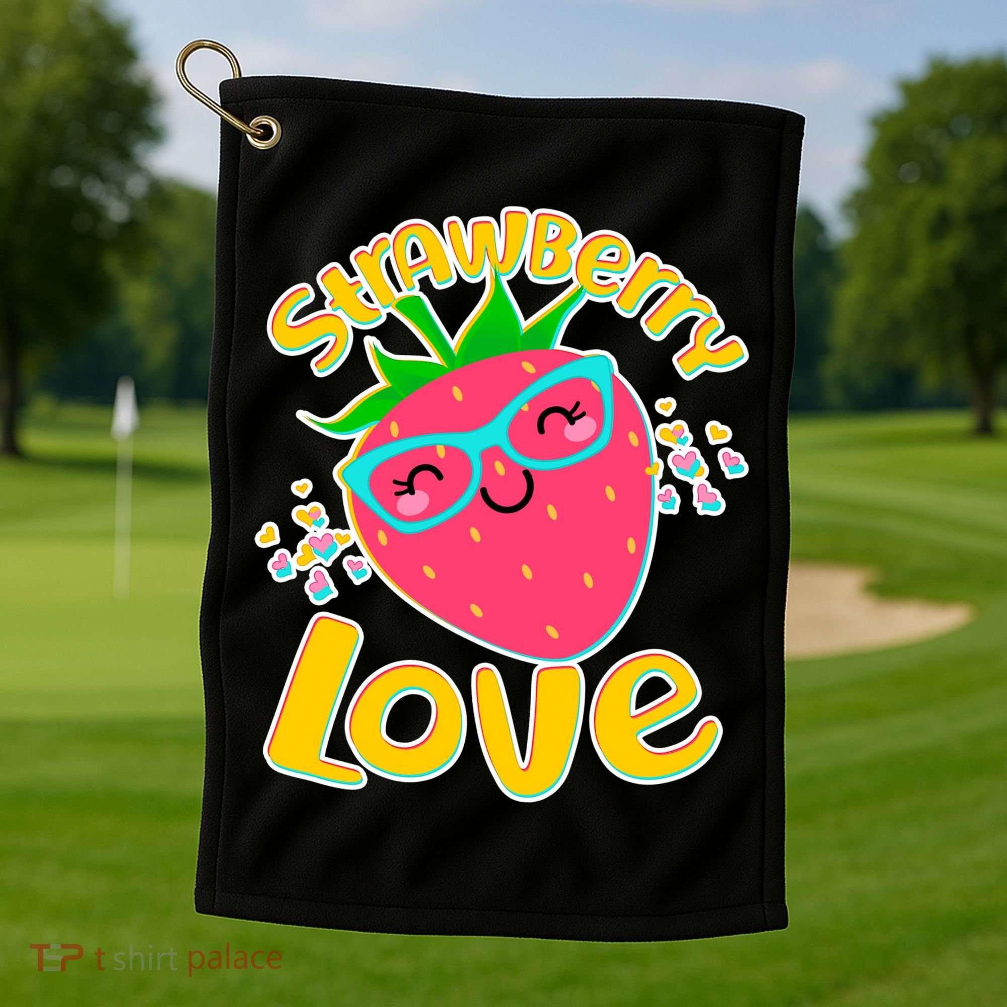 Cute Strawberry Love Golf Towel