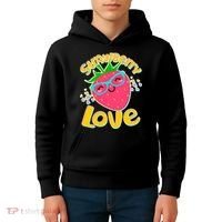 Cute Strawberry Love Kids Hoodie thumb 4