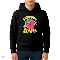 Cute Strawberry Love Kids Hoodie thumb 4