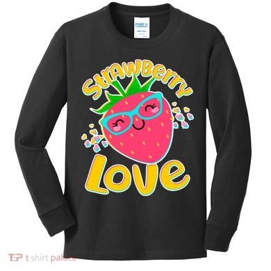 Cute Strawberry Love Kids Long Sleeve Shirt