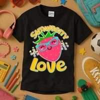 Cute Strawberry Love Kids T-Shirt thumb 3