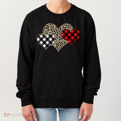 Cute Stylish Leopard Plaid Print Valentine Hearts Women's Sweatshirt