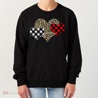 Cute Stylish Leopard Plaid Print Valentine Hearts Women's Sweatshirt thumb 0