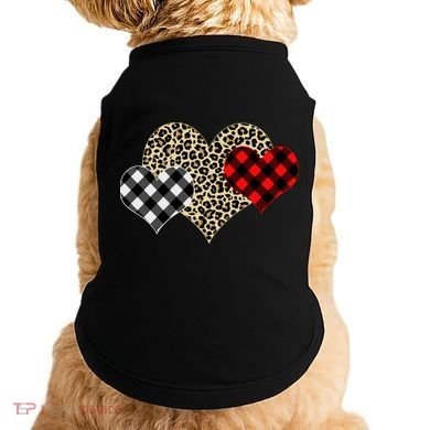 Cute Stylish Leopard Plaid Print Valentine Hearts Doggie Tank