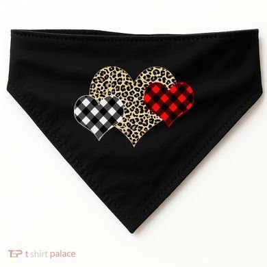 Cute Stylish Leopard Plaid Print Valentine Hearts USA-Made Doggie Bandana