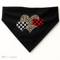 Cute Stylish Leopard Plaid Print Valentine Hearts USA-Made Doggie Bandana thumb 0