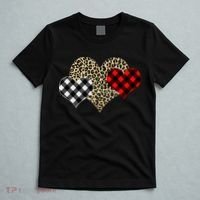 Cute Stylish Leopard Plaid Print Valentine Hearts T-Shirt thumb 5