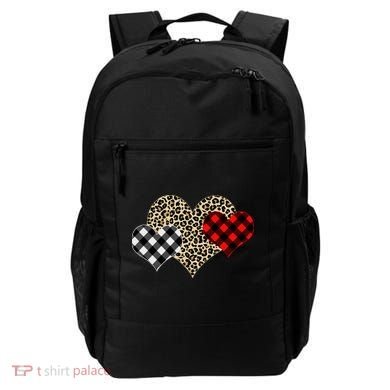 Cute Stylish Leopard Plaid Print Valentine Hearts Backpack